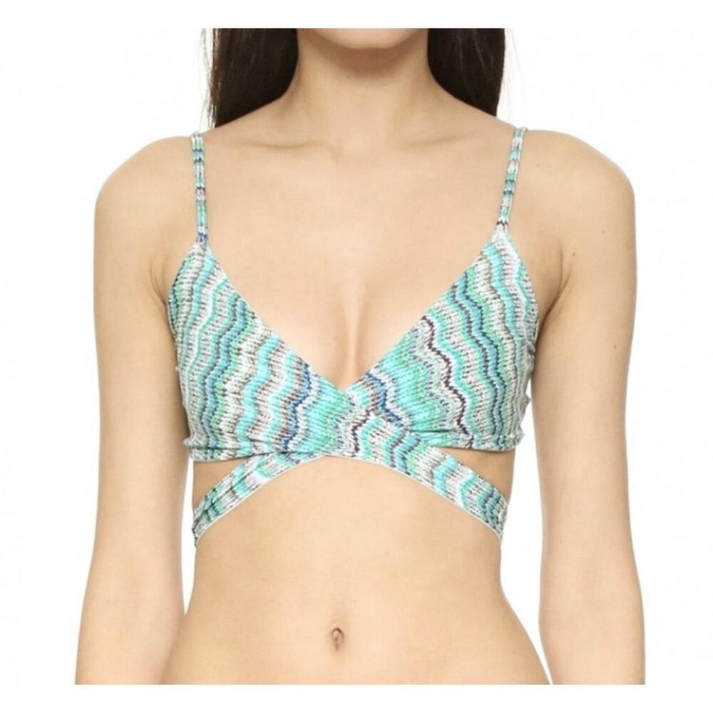 LSpace Reversible Wrap Bikini Top Blue Small